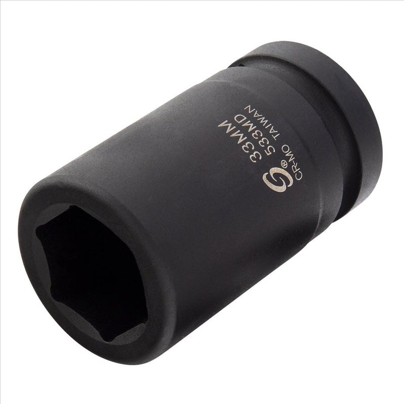 Sunex 533MD 1 Inch Drive 33mm Deep Impact Socket - Cr-Mo Steel with Radius Corner Design and Chamfered Opening - Image 1